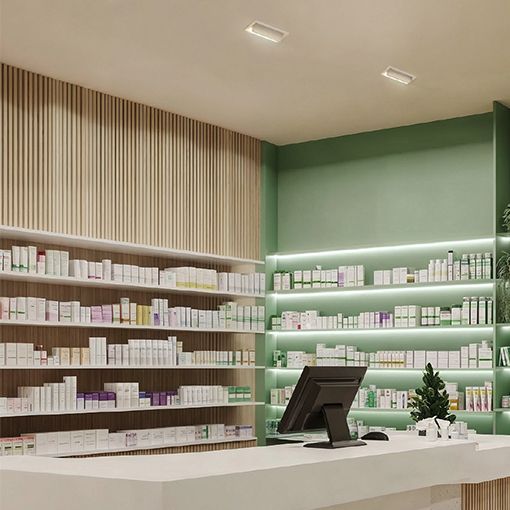 Downlight rectangular basculante. Mayor confort de uso: sin calor proyectado. Regulable y limpia distribución del haz.