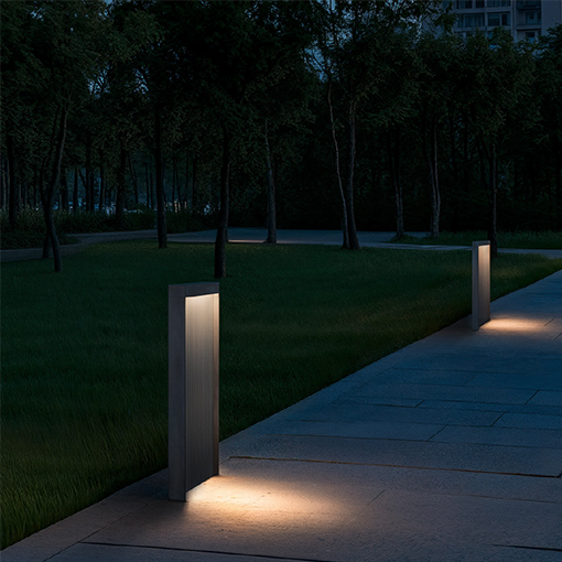 Luminarias de exterior que ofrecen una agradable luz indirecta para uso en exterior.