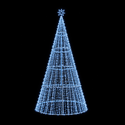 Cono luminoso LED de Navidad iluminado sobre fondo negro